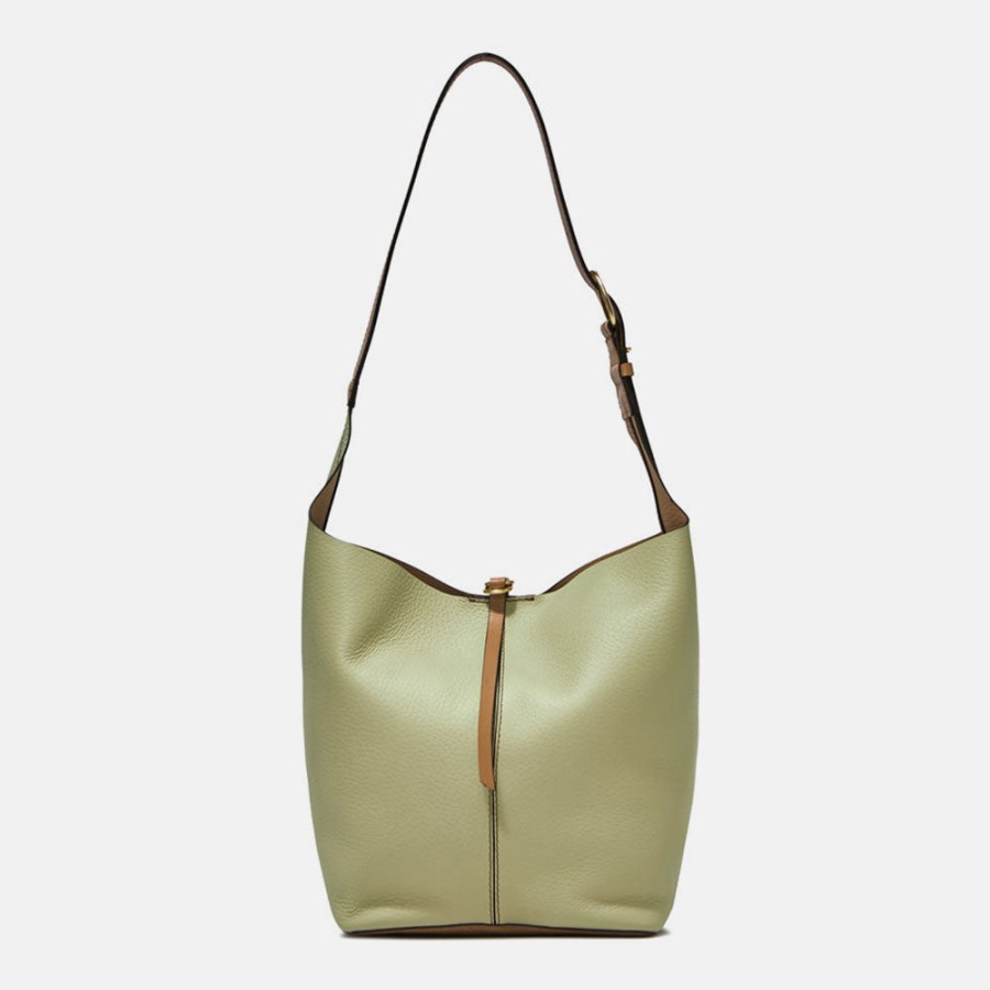 New GIANNI Soft Green Leather Cora Tote Bag