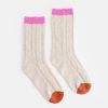 New Caroline Gardner Natural Cable Cashmere Bedsocks