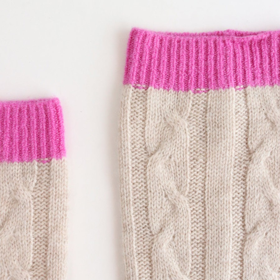 New Caroline Gardner Natural Cable Cashmere Bedsocks