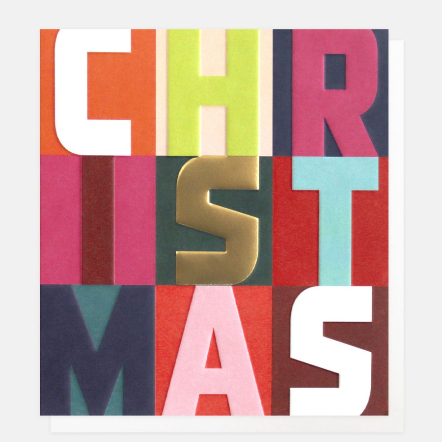 Best CAROLINE GARDNER Bold Text Charity Christmas Card Pack Of 8