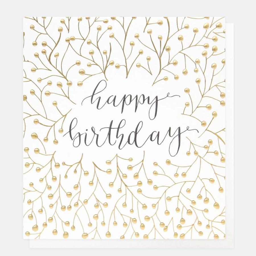 Online Caroline Gardner Gold Berries & Calligraphy Birthday Card