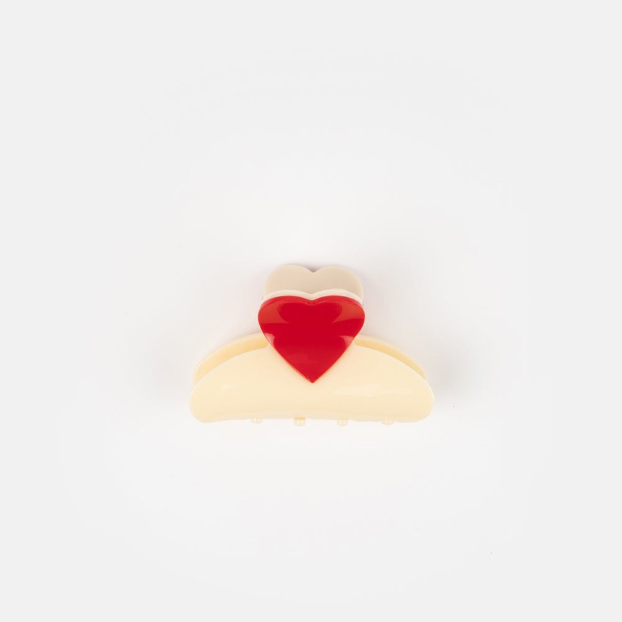 Wholesale HOSHINY White/Red Love Heart Hair Claw