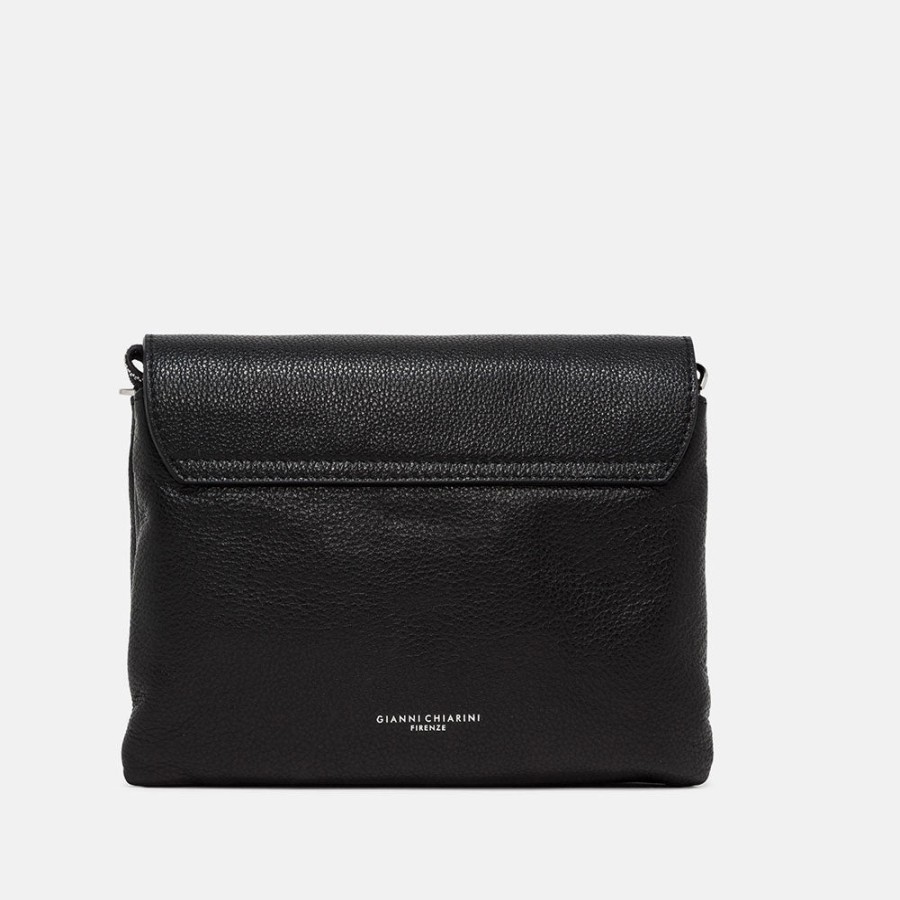 Best GIANNI Black Leather Three Flap Bag