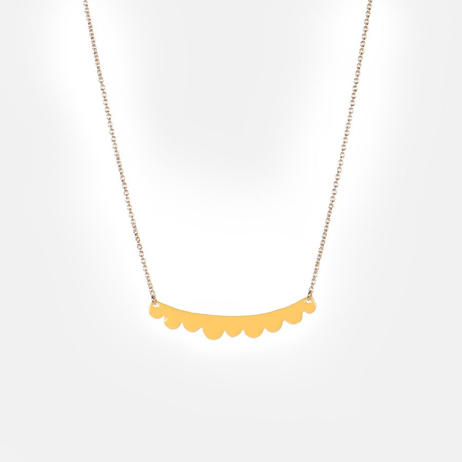 Hot TITLEE Yellow Frill 24K Gold Gilded Necklace