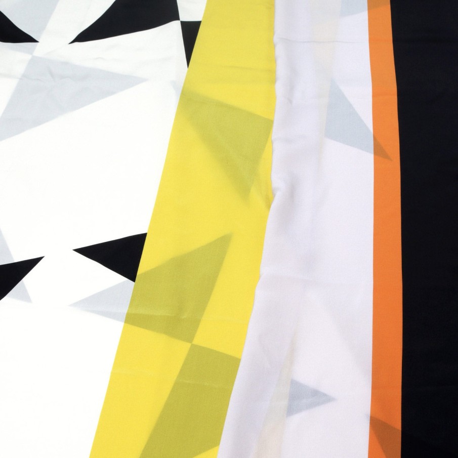 Hot FATTORSETA Black/Cream/Yellow Geometric Stripe Silk Scarf