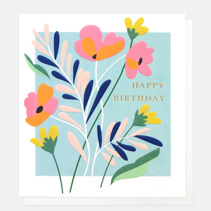 Clearance Caroline Gardner Blue Floral Birthday Card