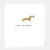 New CAROLINE GARDNER Gold Foil Embossed Sausage Dog Christmas Card