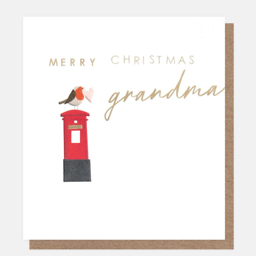 Clearance CAROLINE GARDNER Merry Christmas Grandma Robin On Post Box Card