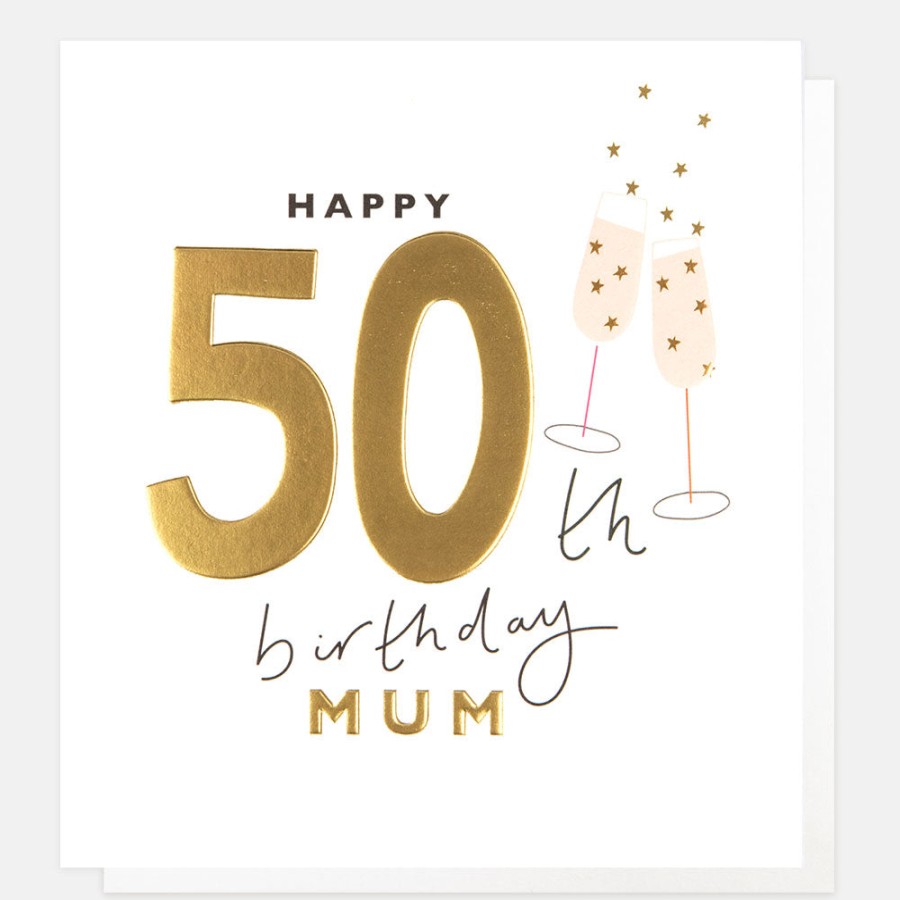 Hot CAROLINE GARDNER Champagne Flutes 50Th Birthday Card For Mum