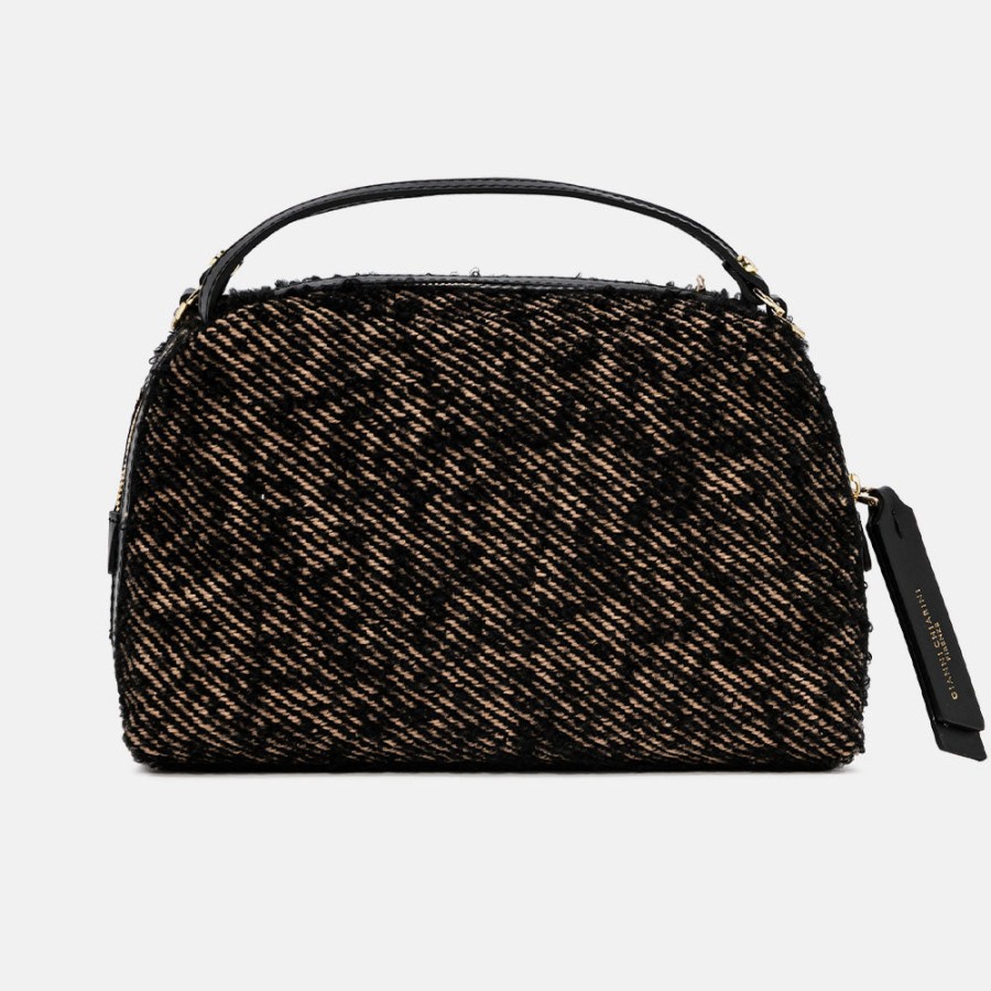 New GIANNI Black Textured Leather Large Alifa Bag