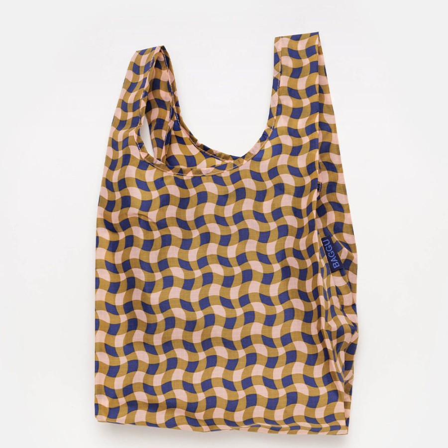 Hot BAGGU Peach Wavy Gingham Shopper Bag