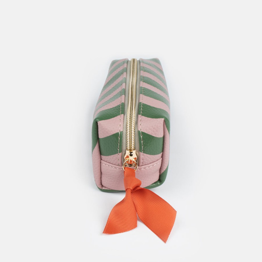 New CAROLINE GARDNER Pink/Green Wave Zip Case