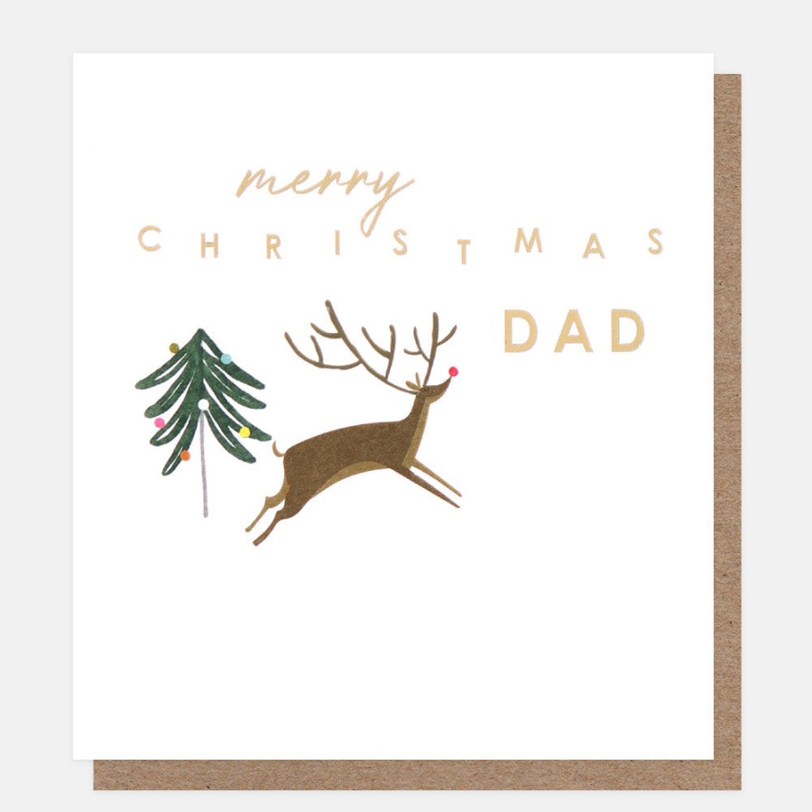 New CAROLINE GARDNER Merry Christmas Dad Reindeer & Tree Card