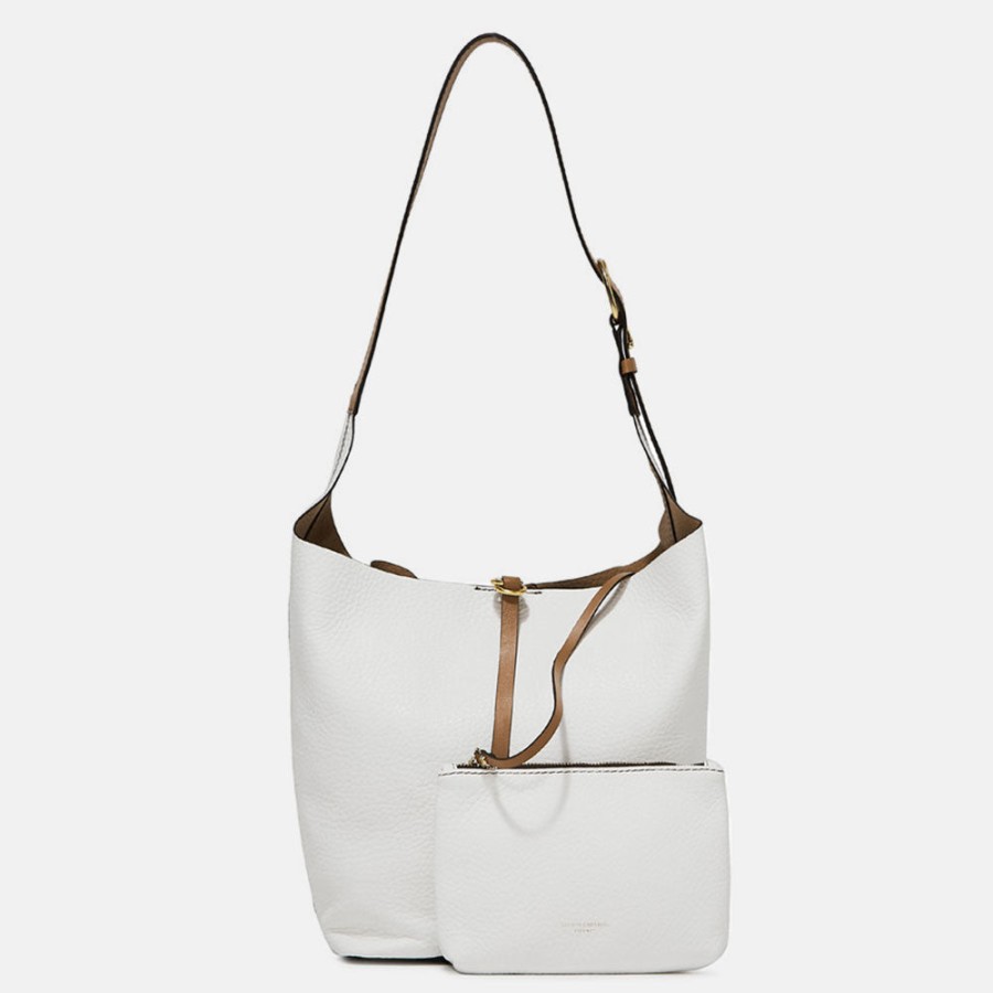 New GIANNI White Leather Cora Tote Bag