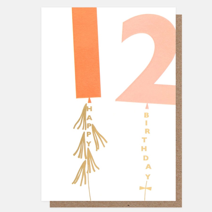 Wholesale Caroline Gardner Orange/Pink Balloon 12Th Birthday Card