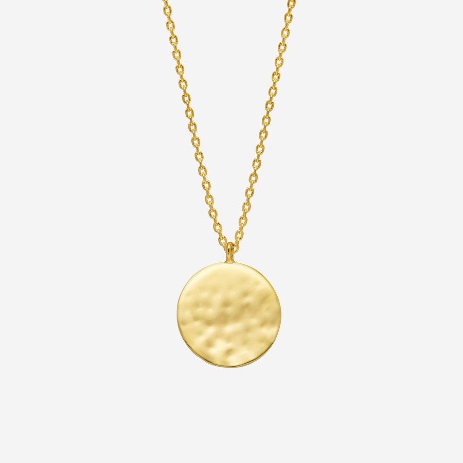 Hot ESTELLA BARTLETT Gold Plated Hammered Disc Pendant Necklace