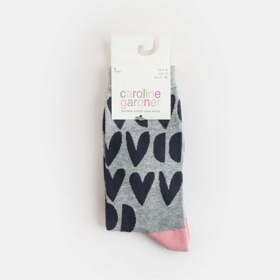 New Caroline Gardner Grey Mini Hearts Socks