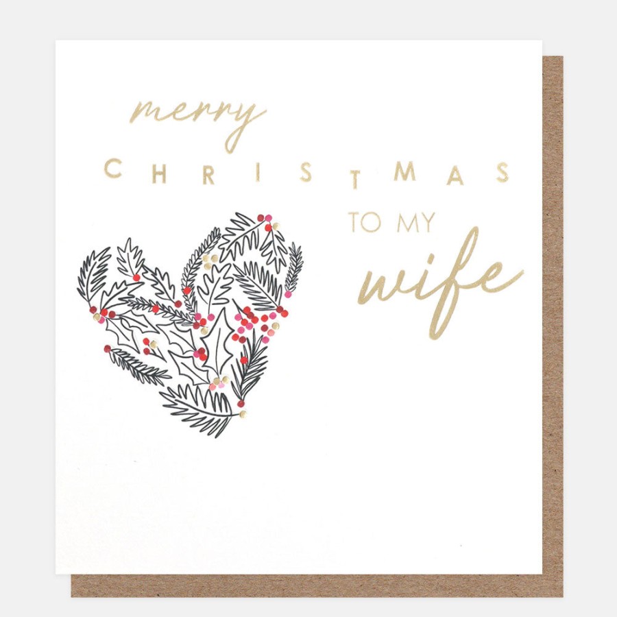 Wholesale CAROLINE GARDNER Merry Christmas To My Wife Leafy Heart Card