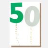 Hot Caroline Gardner Green/Grey Balloon 50Th Birthday Card