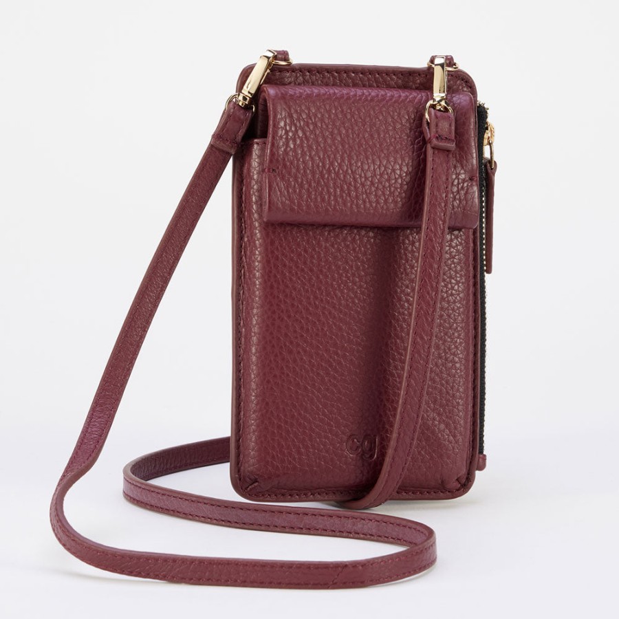 Online Caroline Gardner Burgundy Leather Phone Bag