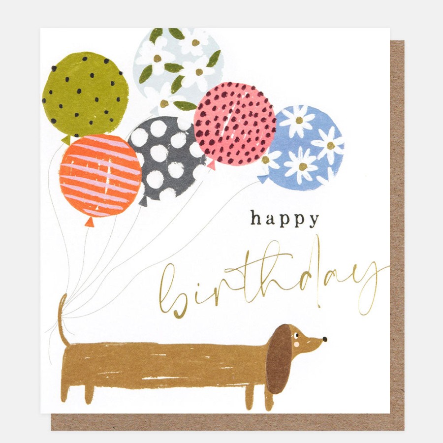 Hot CAROLINE GARDNER Sausage Dog With Balloons Birthday Cards